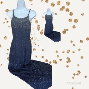 Navy Blue Beaded Gown